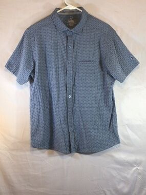 Kuhl Mens Medium Blue Short Sleeve Button Shirt Outdoor Hiking Casual Trails